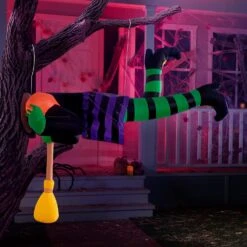 5ft Halloween Inflatable Crashing Witch Stuck In Tree Hole