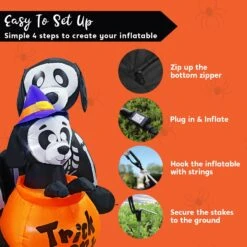6ft Halloween Skeleton Dog Family Set With Trick Or Treat Flag -Joiedomi 71HVPAxEbmL. AC SL1500