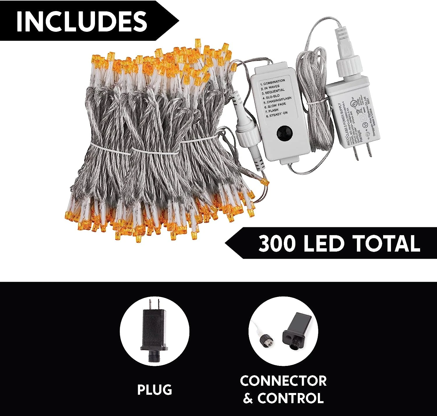 108.6 FT Orange LED String Lights 4 108.6 FT Orange LED String Lights - Image 2