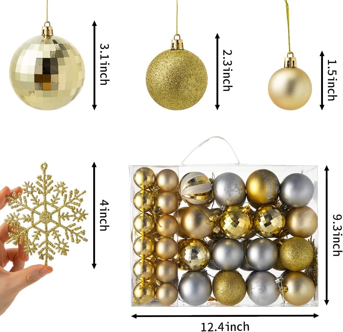 50 Pcs Gold & Silver Christmas Ornaments 5 50 Pcs Gold & Silver Christmas Ornaments - Image 3