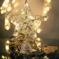 Silver Glitter Star Tree Topper Metal, Warm White -Joiedomi 71Ix4y3gUKL. AC SL1200