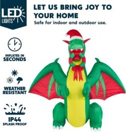 8ft Tall Realistic Christmas Green Dragon Christmas Inflatable -Joiedomi 71Jv56PQjiL. AC SL1500
