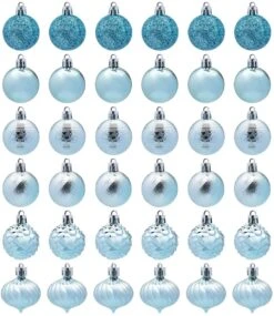 1.57" Baby Blue Christmas Ball Ornaments 36Pcs