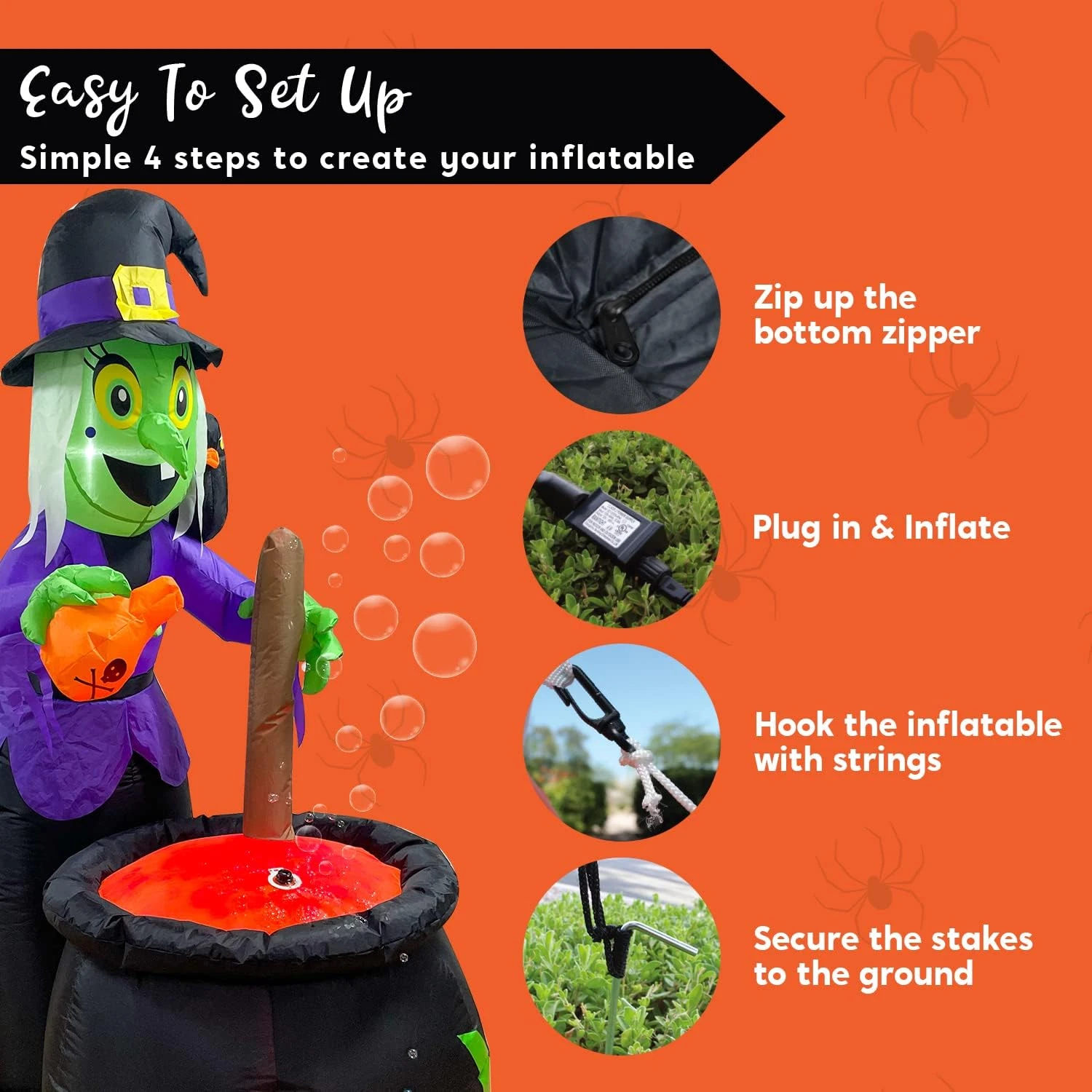 6 Ft Tall Witch Pot With Bubbling Potion Halloween Inflatable 9 6 Ft Tall Witch Pot With Bubbling Potion Halloween Inflatable - Image 7