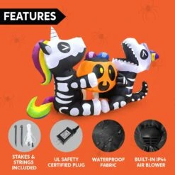 6ft Long Sitting Skeleton Unicorn With Dinosaur Halloween Inflatable -Joiedomi 71MlxEV4CiL. AC SL1500