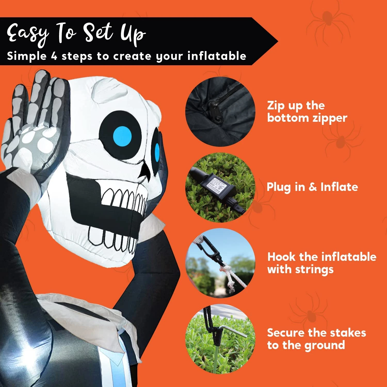 5ft Halloween Ground Breaker Skeleton Holding Head Inflatable 9 5ft Halloween Ground Breaker Skeleton Holding Head Inflatable - Image 7