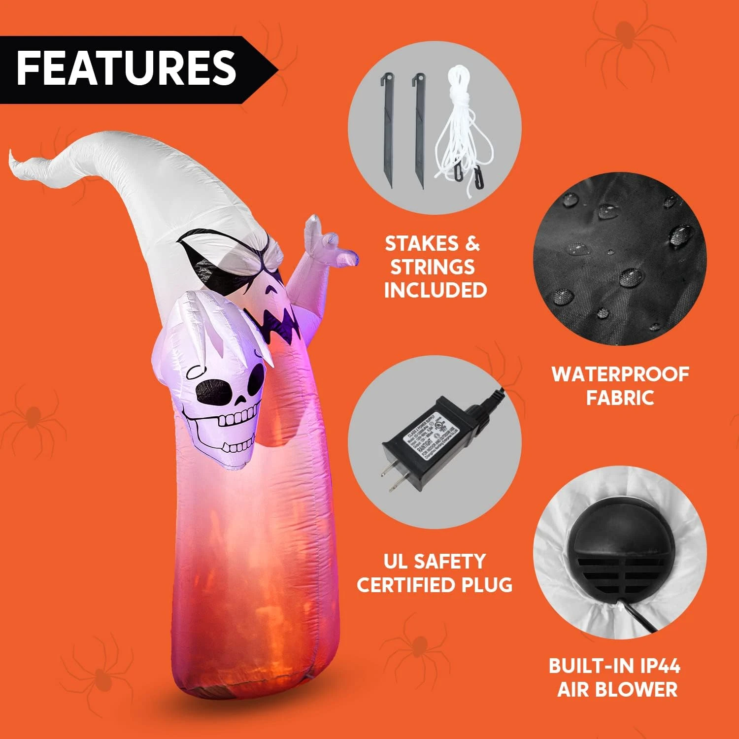 8ft Halloween Ghost Holding Skull 8 8ft Halloween Ghost Holding Skull - Image 6