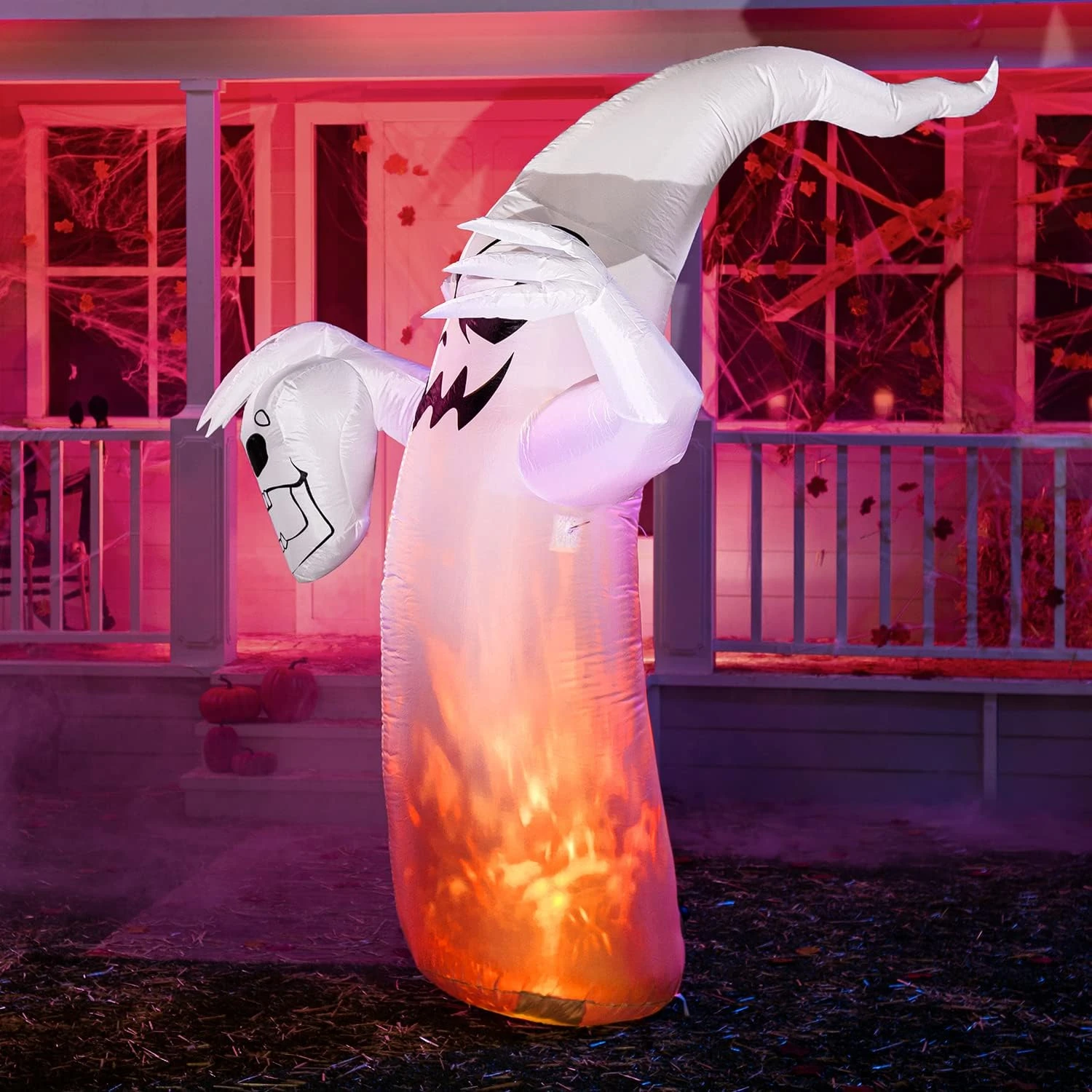 8ft Halloween Ghost Holding Skull 6 8ft Halloween Ghost Holding Skull - Image 4