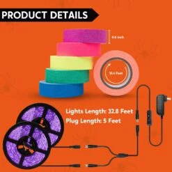 32.8ft LED Black Light Strip Kit With Blacklight Reactive UV Tape 14 32.8ft LED Black Light Strip Kit With Blacklight Reactive UV Tape -Joiedomi 71OOcI9rOlL. AC SL1500