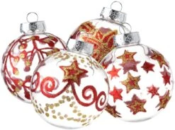 3.15'' Christmas Transparent Ball Ornaments With Red And Gold Print 12 Pcs -Joiedomi 71P19pEo 5L. AC SL1200