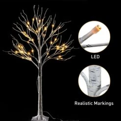 4ft White Birch Tree Decoration With 64 LED Lights -Joiedomi 71P9 ncTVoL. AC SL1500