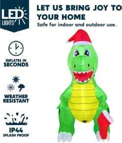 6 FT Tall Inflatable Dinosaur Holding A Christmas Stocking With Build-in LEDs 13 6 FT Tall Inflatable Dinosaur Holding A Christmas Stocking With Build-in LEDs -Joiedomi 71PmqdaLcCL. AC SL1500