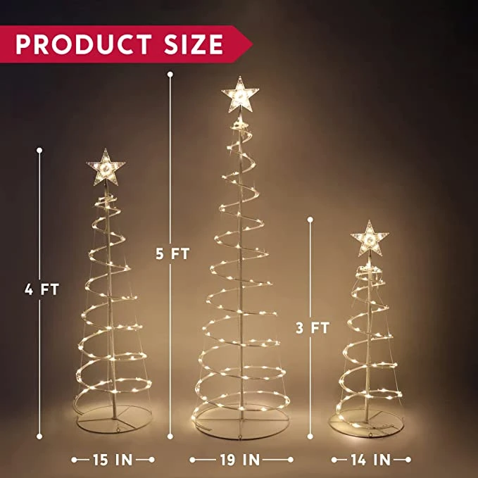3 Packs Lighted Spiral Christmas Tree Set 9 3 Packs Lighted Spiral Christmas Tree Set - Image 7