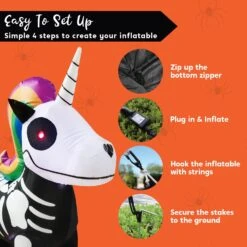 Halloween Tall Standing Skeleton Inflatable Ride A Unicorn Costume (5 Ft) -Joiedomi 71UEvQ2j74L. AC SL1500