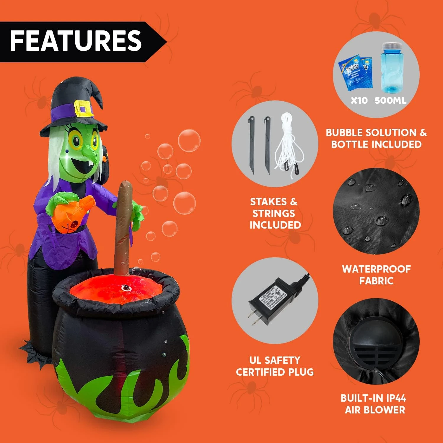 6 Ft Tall Witch Pot With Bubbling Potion Halloween Inflatable 8 6 Ft Tall Witch Pot With Bubbling Potion Halloween Inflatable - Image 6