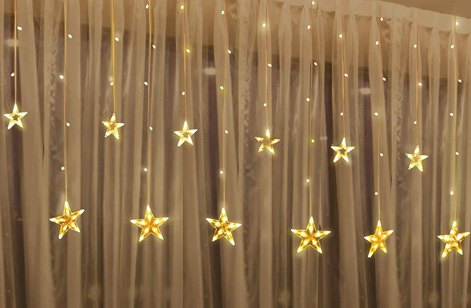 2 Pack 138 LED 12 Stars Curtain String Light 7 2 Pack 138 LED 12 Stars Curtain String Light - Image 5