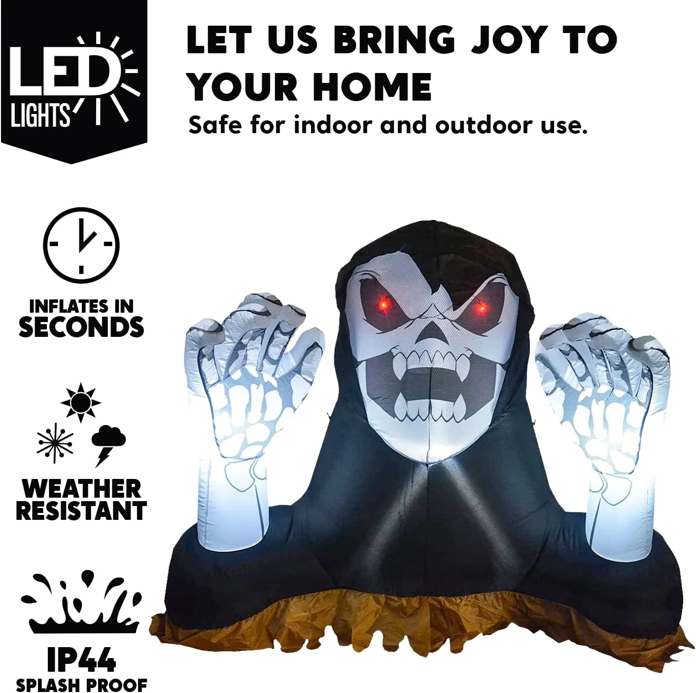 4ft Halloween Inflatable Reaper Ground Breaker With Hands 5 4ft Halloween Inflatable Reaper Ground Breaker With Hands - Image 3