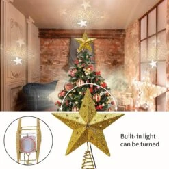 Gold Star Tree Topper Metal With White Star Projector Light -Joiedomi 71ZAEhMlgEL. AC SL1200