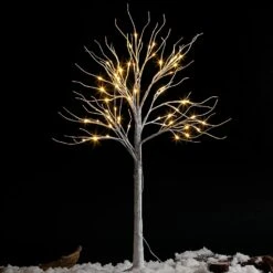 4ft White Birch Tree Decoration With 64 LED Lights