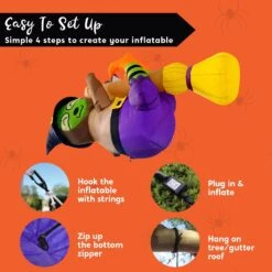 4 Ft Halloween Long Inflatable Witch Sloth -Joiedomi 71a1CQANAHL. AC SL1500