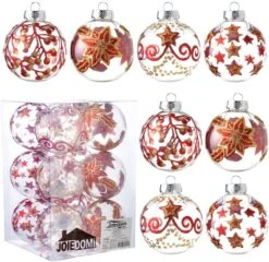 3.15'' Christmas Transparent Ball Ornaments With Red And Gold Print 12 Pcs -Joiedomi 71aU0LLGSoL. AC SL1200