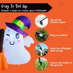 Halloween Wizard Cute Ghost Inflatable With Build-in LEDs -Joiedomi 71agFgPxG1L. AC SL1500