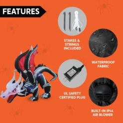 8ft Halloween Inflatable Crouching Skeleton Dragon -Joiedomi 71c 86ENDLL. AC SL1500