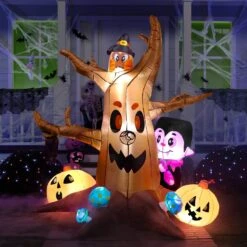 Large Scary Tree With Colorful Neon Light Mushrooms Inflatable (6 Ft)