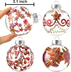 3.15'' Christmas Transparent Ball Ornaments With Red And Gold Print 12 Pcs -Joiedomi 71cvsxYF1bL. AC SL1200