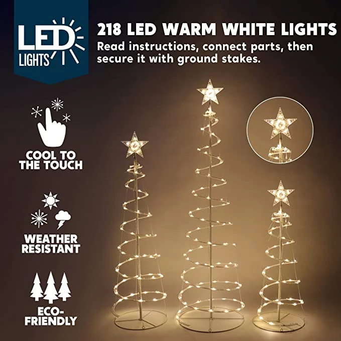 3 Packs Lighted Spiral Christmas Tree Set 6 3 Packs Lighted Spiral Christmas Tree Set - Image 4