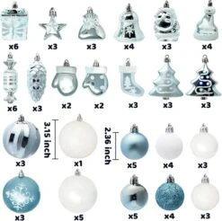 81 Pcs Assorted Shape Christmas Ornaments (Babyblue And White) -Joiedomi 71dzt3rfJgL. AC SL1200