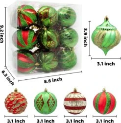3.15" Red, Green & Gold Glitter Ball 18 Pcs -Joiedomi 71e6oT4S1GL. AC SL1200