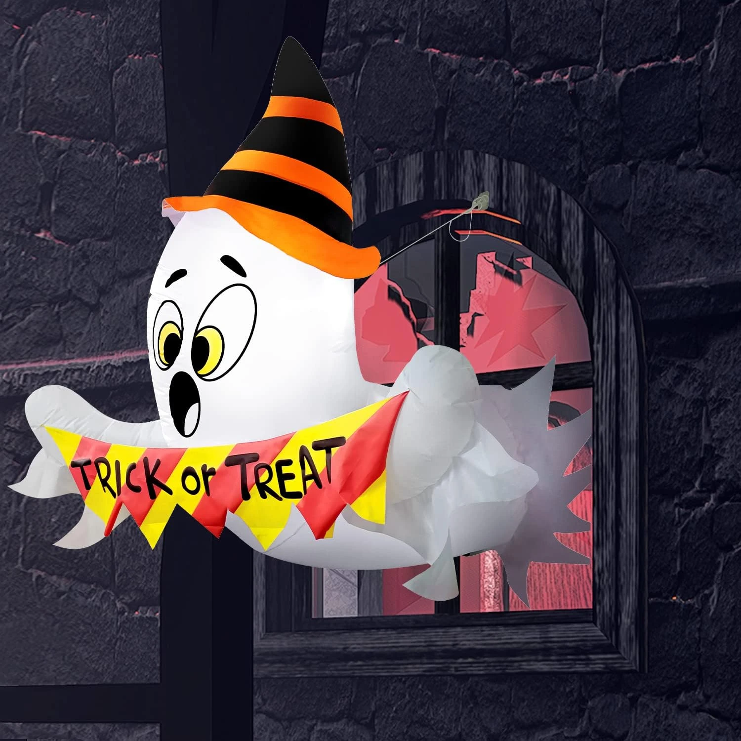 5ft Halloween Trick Or Treat Ghost Broke Out From Window 3 5ft Halloween Trick Or Treat Ghost Broke Out From Window