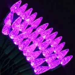 50.5 FT 150 Counts Of Purple LED C6 Green Wire Light Set