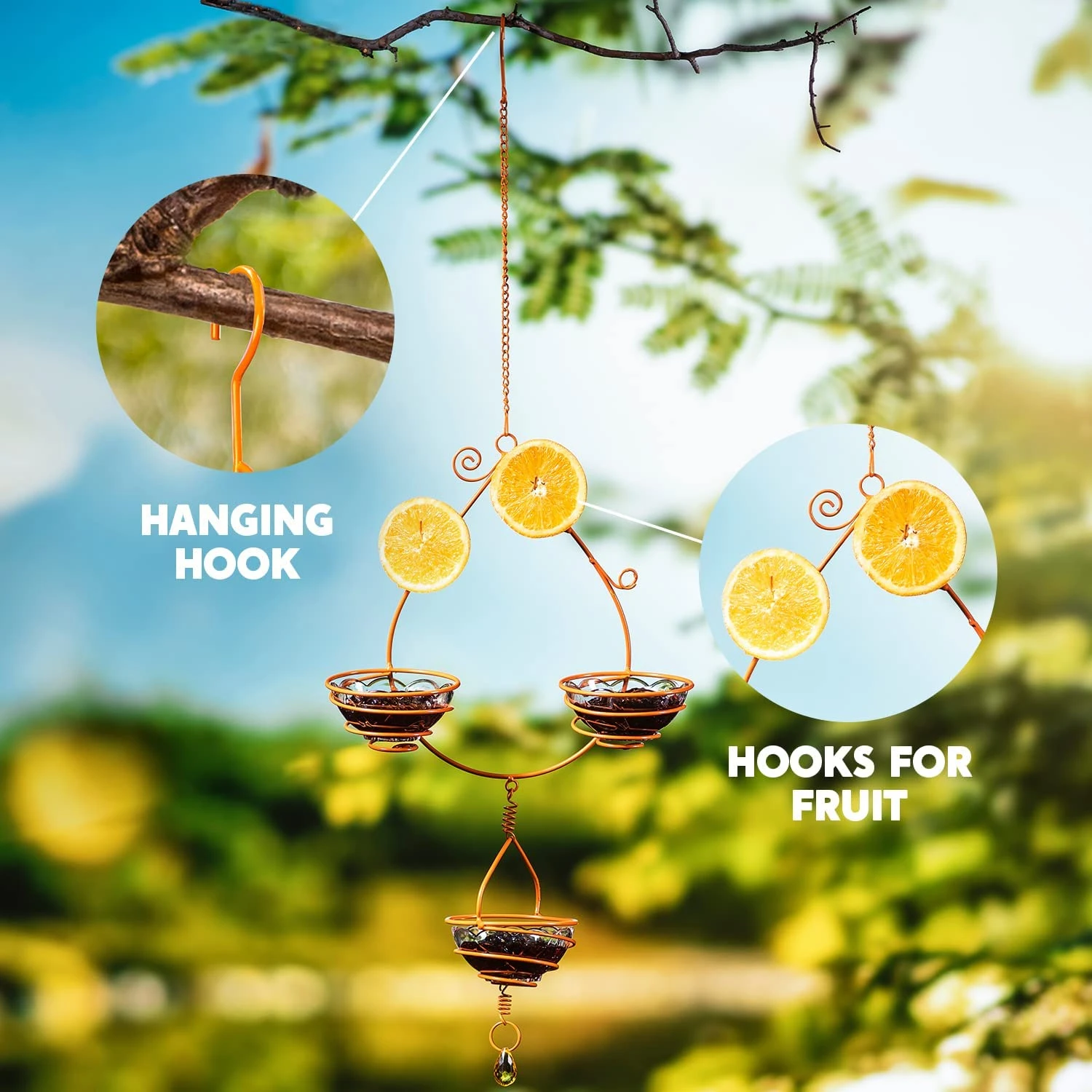 Oriole Hanging Metal Bird Feeder 4 Oriole Hanging Metal Bird Feeder - Image 2