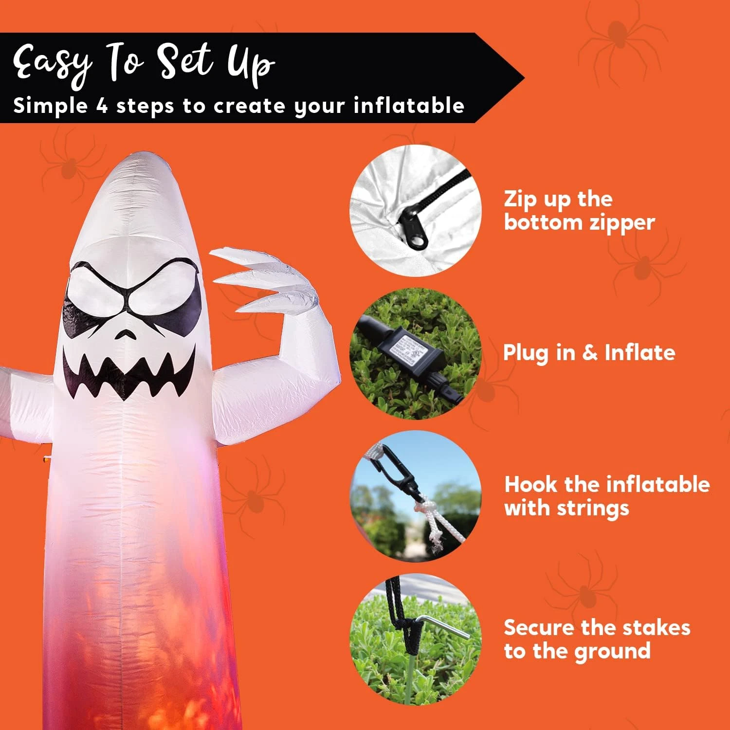 8ft Halloween Ghost Holding Skull 9 8ft Halloween Ghost Holding Skull - Image 7