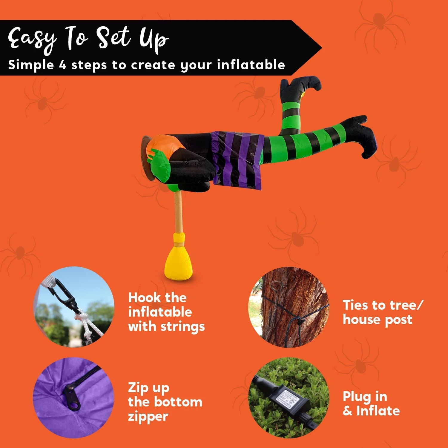 5ft Halloween Inflatable Crashing Witch Stuck In Tree Hole 9 5ft Halloween Inflatable Crashing Witch Stuck In Tree Hole - Image 7