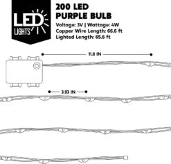 66 Ft 200 Count Purple Copper LED Light -Joiedomi 71pydfgqMuL. AC SL1500