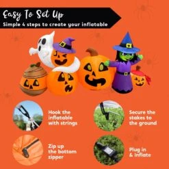 6 Ft. Long Pumpkin With Witch And Ghost Halloween Inflatables -Joiedomi 71rQ Nj7uDL. AC SL1500
