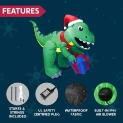Tall Christmas Dinosaur With Hat Inflatable (5 Ft) -Joiedomi 71rxYHyWqIL. AC SL1500