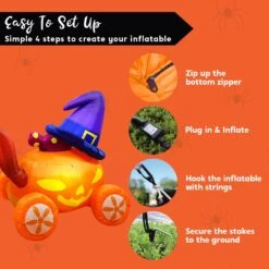 5ft Halloween Pumpkin Carriage With Witch Hat & Hanging Ghost -Joiedomi 71s1cpXLVdL. AC SL1500