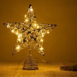 Silver Glitter Star Tree Topper Metal, Warm White -Joiedomi 71t8oibvrdL. AC SL1200