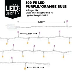 98.1 FT Orange & Purple LED 8 Modes Clear Wire Mini Light Set -Joiedomi 71uSG9eLckL. AC SL1500
