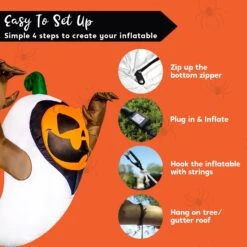 4ft Halloween Inflatable Pumpkin In A Ghost Costume -Joiedomi 71ukkxxJqYL. AC SL1500