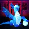 6 FT Tall Halloween Inflatable Sitting Ice Dragon With Globe