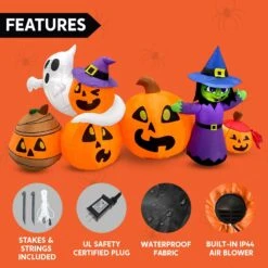 6 Ft. Long Pumpkin With Witch And Ghost Halloween Inflatables -Joiedomi 71xFrCe6tlL. AC SL1500