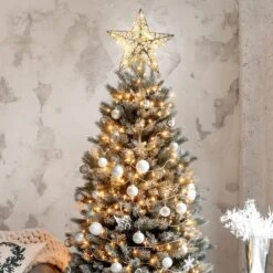 Silver Glitter Star Tree Topper Metal, Warm White -Joiedomi 71z1qbXOt9L. AC SL1200