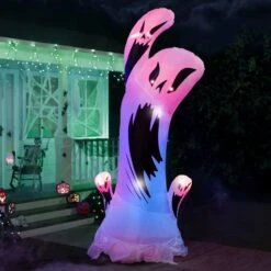 10ft Tall Scary Swirly Ghost With Animated Light