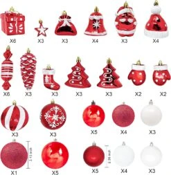 81 Pcs Assorted Shape Christmas Ornaments (Red&White) -Joiedomi 81 Rv tKFyL. AC SL1500
