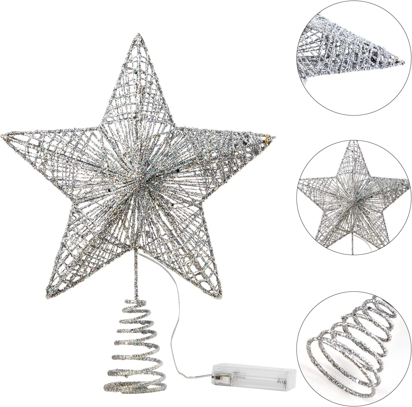 Silver Star Tree Topper, White 7 Silver Star Tree Topper, White - Image 5